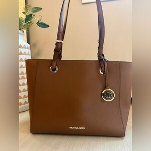 Michael Kors Cognac Saffiano Leather Tote with Gold Hardware